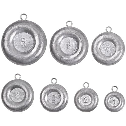 Disc Sinkers Fishing Weights Coin Sinkers Saltwater Surf Fishing Weights for Bottom Drifting Trolling Catfishing Tackle 1oz 2oz 3oz 4oz 5oz 6oz 8oz - style: Mixed-7pcs