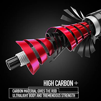 One Bass Fishing Pole 24 Ton Carbon Fiber Casting and Spinning Rods - Two Pieces, SuperPolymer Handle Fishing Rod for Bass Fishing -Orange-Spin-7'0"