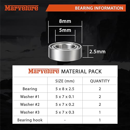 Fishing Reel Knob Accessory Kit 2Pcs Pre-Lubricated Miniature Stainless Steel Ball Bearings Shielded on Both Sides for Shimano, Daiwa and Penn Reels - size: 5 * 8 * 2.5 mm (2 Pcs)