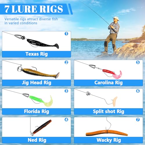 FONMANG Fishing Lures - Tackle Box with Tackle Included, Fishing Kit with VIBs, Frogs, Minnows, Soft Baits, Hooks & Weights Accessories, Freshwater Lure Kit for Bass Walleye Trout - color: F4-153pcs Fishing Lure Kit