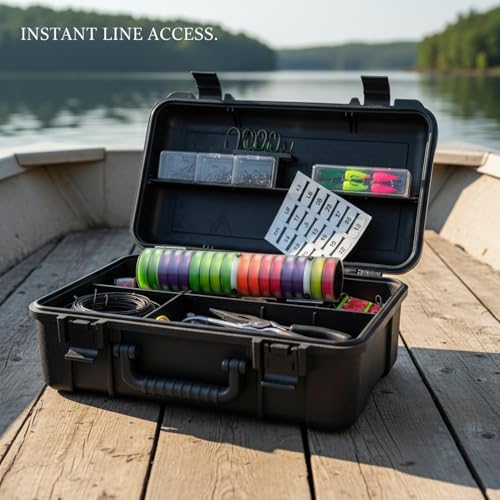 Silicone Fishing Line Spool Organizer Box with Number Stickers for Tackle Storage and Gear Organization - size: 9.25 x 2.44 x 0.47 in