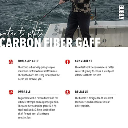 BUBBA 7 Foot Gaff with 3 Inch Stainless Steel Offset Hook, Non-Slip Grip Handles and Carbon Fiber Shaft for Fishing, Boating and Outdoors - size: 7 Foot 3 Inch