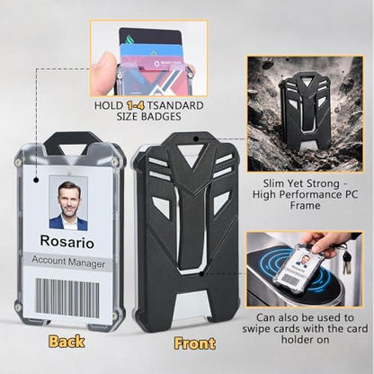 6-Pack Waterproof ABS Card Holder Sleeve for ID, Credit, Insurance, Social Security & Travel Protection - Flexible Transparent Design, Moisture & Dust Guard - color: No Zipper, size: 4Pack+2Hooks, Vert