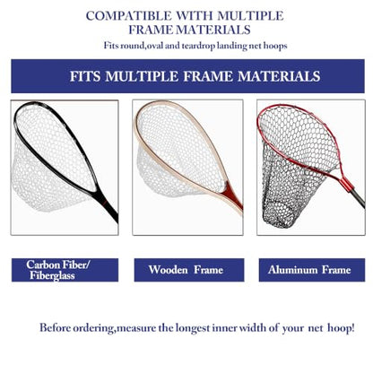 Rubber Fishing Net Replacement Hook Resist Fishing Nets for Fly Fish Landing Net, Trout Nets,Rubber Mesh Bag 4 Size - color: White, size: L:Fits Hoop 19.7"-21"|Net Dia.19.7"|Depth 24"