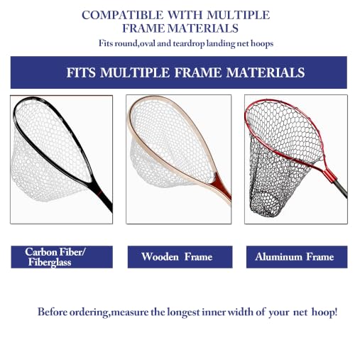 Rubber Fishing Net Replacement Hook Resist Fishing Nets for Fly Fish Landing Net, Trout Nets,Rubber Mesh Bag 4 Size - color: White, size: M:Fits Hoop15.7" - 17"|Net Dia. 15.7"|/Depth 17"
