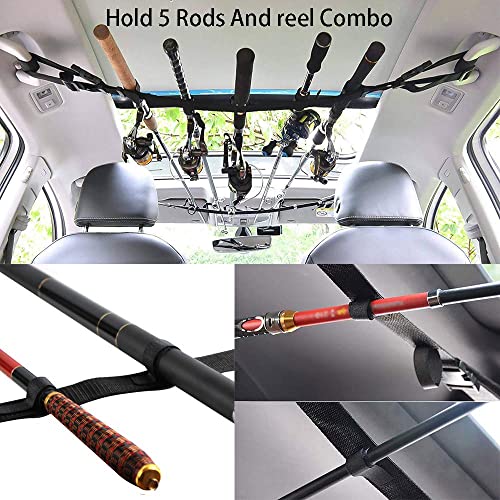 GREATFISHING 2 Pack Car Fishing Rod Holder Adjustable Fishing Pole Holder Belt Straps Fishing Rod Holder Vehicle Fishing Pole Rack Fishing Rod Rack Carrier for Car(holder) - color: L Rod holder