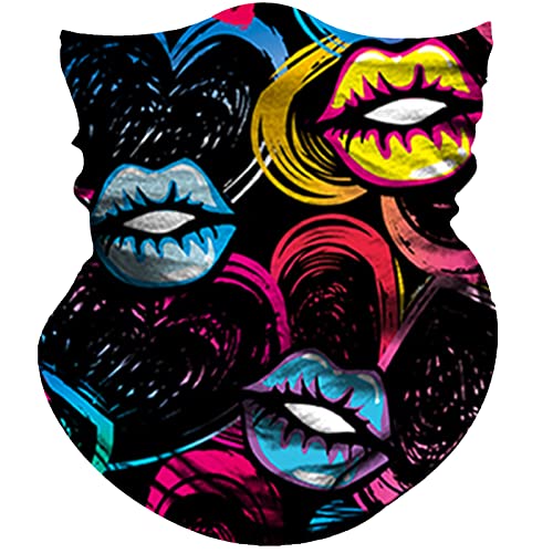 Obacle Skull Face Mask for Women Dust Wind Sun Protection Rave Festival Riding - color: Colorful Kisses