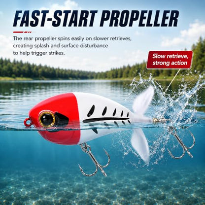 Top Water Lures, Floating Plopper Bait with BKK Hooks – Bass Fishing Lures for Trout, Pike & Other Freshwater & Saltwater Species – Great Fishing Gifts for Men - color: A3-3PCS,2.5in,0.4oz
