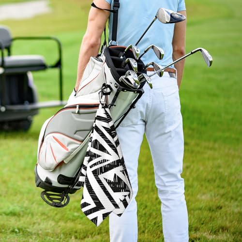 Volt Pattern Golf Towel for Golf Bags Carts Volts Golf Towels with Clip White Black Waffle Towels Cleaning Cloth 2 Packs for Men Golfer Accessories, Birthday Father's Day Present - color: White Black