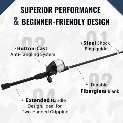 WIDDEN Kids Fishing Pole, Youth Fishing Rod and Reel Combo - Telescopic Portable Fishing Pole with Tackle Box Bag Starter Anglers Set, Fishing Gear Kit for Boys Girls Teens Age 5-18 and Beginners - color: Silver + Red