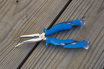 CUDA 8.5" Bent Needle Nose Pliers | Durable Steel Titanium Bonded Fishing Wire, Mono & Fluorocarbon Cutter with Non-slip Cuda Grips | For Saltwater & Freshwater Use - size: One Size
