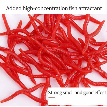 Soft Plastic Red Worm Baits, Scented Artificial Fishing Lures for Freshwater, Reusable Silicone Red Worms for Bass, Trout, and More