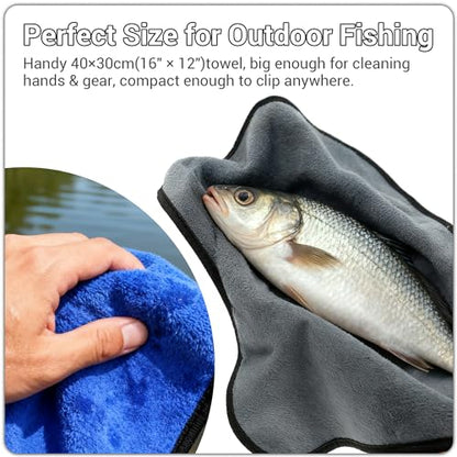 mayoken® 9 Pack Blue Fishing Towels with Clips & Zinger Retractors, Quick-Dry Absorbent Microfiber Bait Towels for Fishing, Boating, Kayaking, Camping & Hiking - color: 9pcs-blue