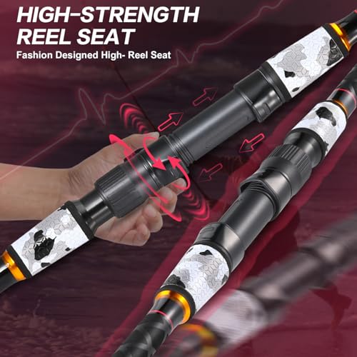 Sougayilang Surf Fishing Rod Portable Travel MH/H Surf Spinning Rod 4 Piece Carbon Fiber Saltwater Fishing Rod 10'/11'/12'/15' - color: gray, size: 11ft-Spinning-4Pc-MH