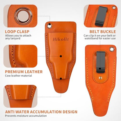 Fishing Pliers Sheath with Spring Steel Belt Clip and Coiled Lanyard, Cowhide Leather Holsters for Most Fishing Pliers