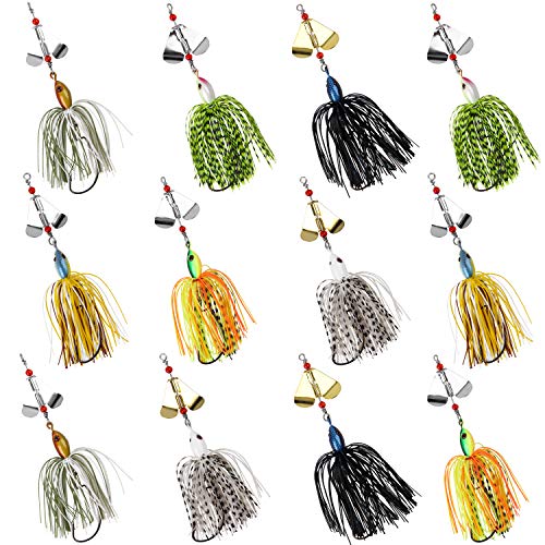 Fishing Buzzbait Lures Bass Spinnerbait Kit Buzz Bait Multicolor Swimbait Metal Jig Lure for Bass Pike Trout Fishing - color: A- 12pcs