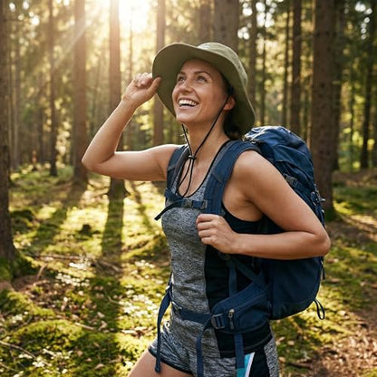Bucket Hat for Men Women,Waterproof Sun Hat UV Protection with Detachable Face Neck Flap for Outdoors - color: Green+khaki