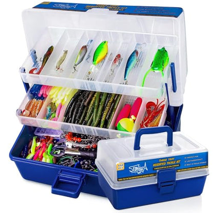 448-Pcs Fishing Lures Kit – Complete Large 3-Layer Tackle Box Set with Hooks, Weights, Bobbers, Pliers, Rigs, Leaders & Accessories for Men, Kids, Beginners, Gear gift choice for Fathers Day - color: 448PCS-Blue