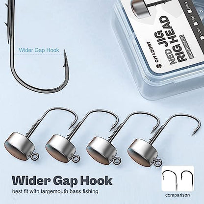 Ned Rig Jig Heads, 20 Pack Finesse Mushroom Jig Hooks Kit for Bass Fishing 1/16 3/32 1/8 3/16oz - style: 3/16oz, 20 Packs