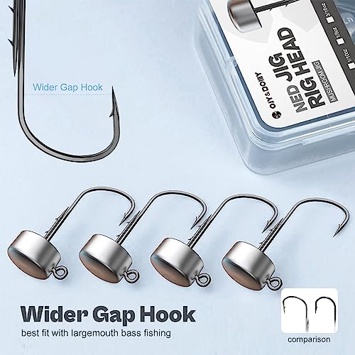 Ned Rig Jig Heads, 20 Pack Finesse Mushroom Jig Hooks Kit for Bass Fishing 1/16 3/32 1/8 3/16oz - style: 3/32oz, 20 Packs