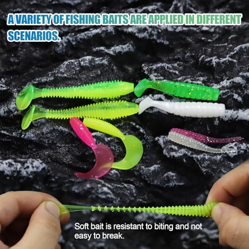 120pcs Fishing Crappie Lures -70pcs Jig Heads Hooks Kit,Small Soft Plastic Grub Lure, Tube Bait Jig Heads for Saltwater Freshwater Fishing - size: 110 pieces (30 Jig Heads + 80 Soft Baits)
