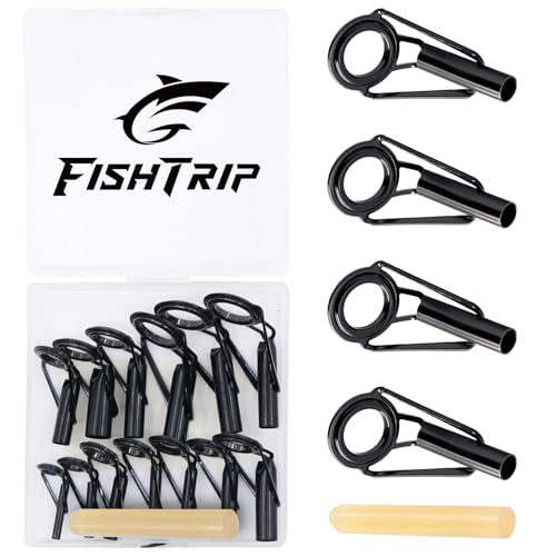 FishTrip Rod Tip Repair Kit, 20/60/70/90/230pcs Fishing Rod Tips Replacement Kit Stainless Steel Ceramic Guides Ring Fishing Pole Eyelets Repair Kit - color: A_20pcs