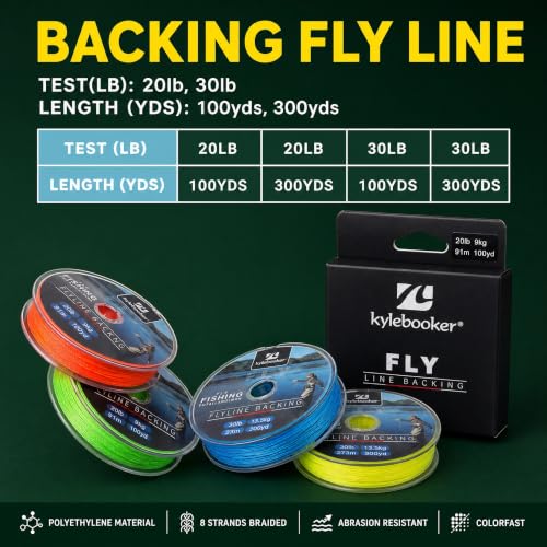 Kylebooker Fly Fishing Dacron Braided Backing Line Abrasion Resistant Trout Fly Line 20lb/30lb - color: Fluo Yellow, size: 20LB 273m/300yds