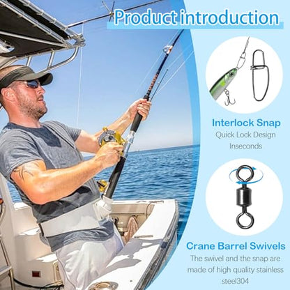 Fishing Leaders Steel Line Saltwater Fishing Leaders with Swivels and Snaps,11.8inch 35LB, 19inch 110LB - size: 20inch