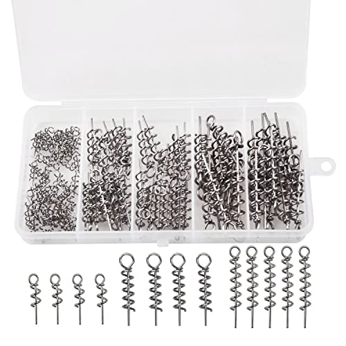 Soft Lure Bait Spring Twist Lock,100pcs Fishing Crank Hook Centering Pin Soft Lure Bait Worm Crank Swimbait Keeper Needle Springs Screw Lock Fixed Latch - size: Mixed(S,M,L) Kit-100pcs