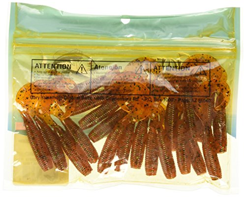 Yamamoto 5 Single Tail Grub Soft Plastic Fishing Angling Swimbait Lures with Tail-Curling Action - 20 Pack - color: PUMPKIN W/ BLACK & GREEN FLAKE (20 PACK)