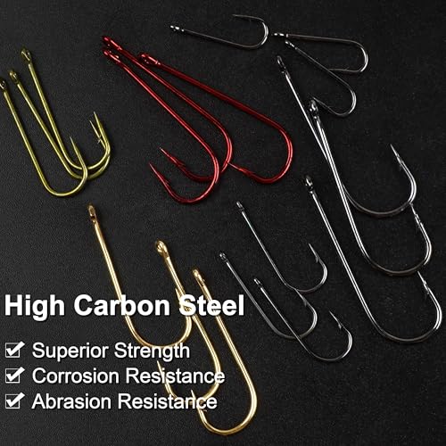 Crappie Hooks Panfish Fishing Hook Set,150pcs Aberdeen Crappie Hooks Long Shank Jig Fishing Hooks Offset Light Wire Fishing Hooks High Carbon Steel Freshwater Bass Catfish Trout