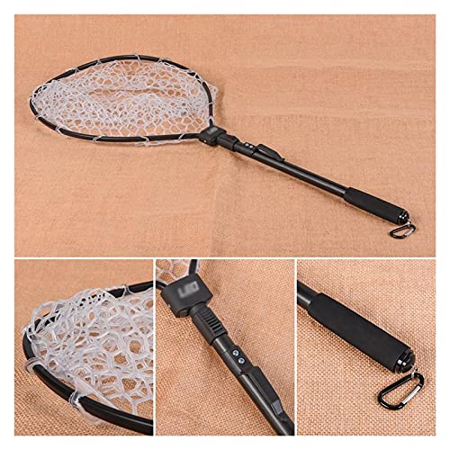Fish Net Fly Fishing Net Mesh Wooden Handle Nylon/Rubber Landing Net Catch and Release Holder Basket Combo Kit Trout FishingTools Dip Net (Color : 20x17cm) - color: 20x17cm