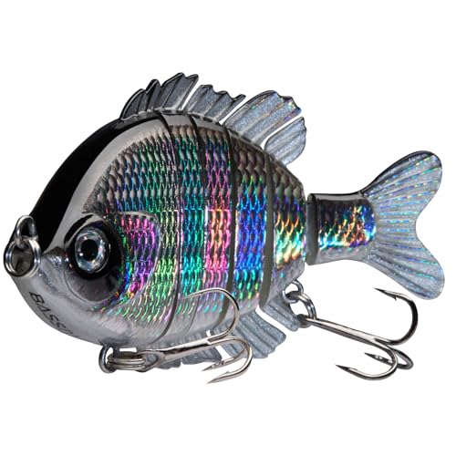 BASSDASH SwimPanfish Multi Jointed Panfish Bluegill Swimbaits Hard Topwater Bass Lures Fishing Lure Crank Saltwater 3.5in/0.85oz - color: Black/Silver