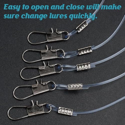Fishing Leader Rigs Saltwater Tackle Rigs with Swivels Snaps, High Strength Wire Leaders Rigging Surf Fishing Gear Equipment for Lures Bait Hooks Catfish Walleye - color: Blue Nylon Leader, size: 24PCS, style: 1 Arm