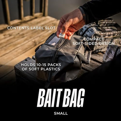6th Sense Fishing Small Bait Bag – Durable Soft-Sided Storage for Soft Plastics (Black) - color: Black