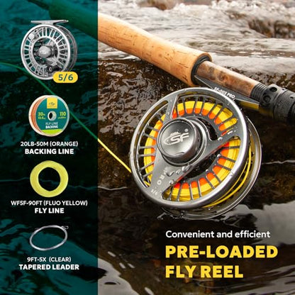 SF SF-003 Pro Fly Fishing Reel for Freshwater,CNC Precision Machining Process,Mid Arbor Design,Smooth Drag System,Lightweight Aluminum Body - size: 5/6wt, style: Gunmetal Gray Kt2