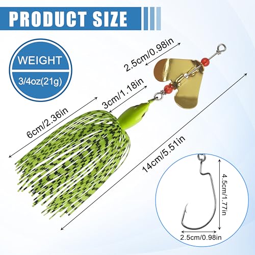 Spinnerbait Fishing Lures Kit - 6/12pcs Bass Fishing Buzzbait Lures Spinner Baits for Bass Trout Pike Salmon Multicolor Swimbait Buzz Bait Metal Spinner baits Swim Jigs Freshwater Saltwater - color: Style A-12pcs