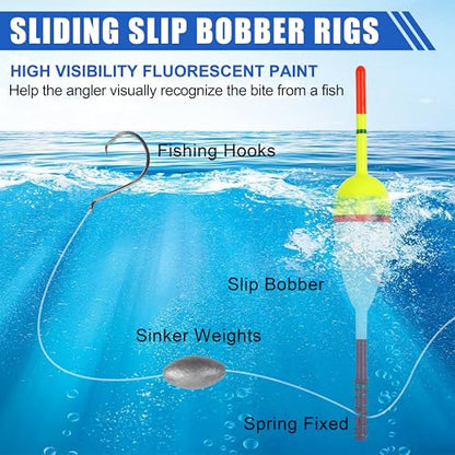 Wood Slip Bobbers Fishing Floats and Bobbers Spring Oval Stick Slip Floats for Crappie Catfish Trout Panfish Walleyes Bass Fishing 10/20pcs - color: 1.97in*0.91in*5.63in-10pcs