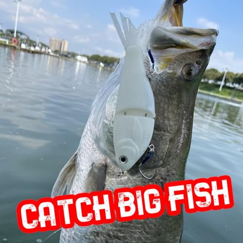 HADORAM Lure Slow Sinking Glide Bait with Fur Tail Lifelike Fishing Tackle for Trout Shad Bass Musky - color: 6.7in-3Pcs