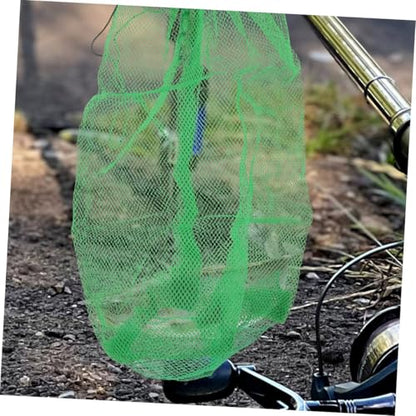 SUPVOX Portable Nylon Fishing Net Bag with Drawstring, 100x60cm Collapsible Fish Keeper Net for Outdoor Live Fish Storage and Crab Catching
