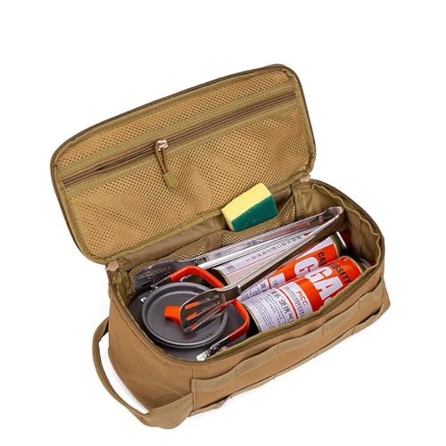 Fishing Tackle Bag Outdoor Camping Cookware Tool Bag Portable Large Capacity Tote Storage Bag Picnic Tactical Soft Case (Tan(13.38''L x 5.51''W x 5.51''H)) - color: Tan(13.38''L x 5.51''W x 5.51''H)