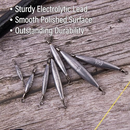 Dr.Fish 20 Pack Inline Trolling Weights with Double Barrel Swivels (1/16oz-3/4oz), Lead Egg Sinkers for Salmon Trout Walleye Freshwater Saltwater Fishing - size: 1/8oz-20 Pack