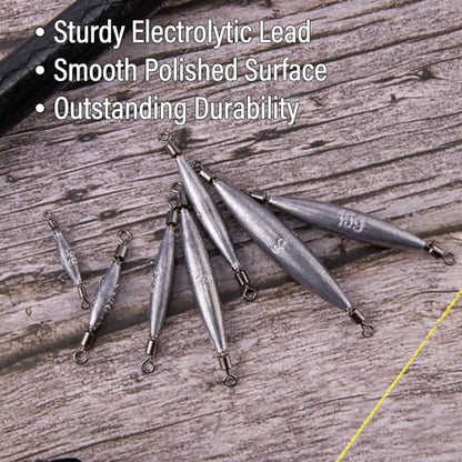 Dr.Fish 20 Pack Inline Trolling Weights with Double Barrel Swivels (1/16oz-3/4oz), Lead Egg Sinkers for Salmon Trout Walleye Freshwater Saltwater Fishing - size: 3/16oz-20 Pack