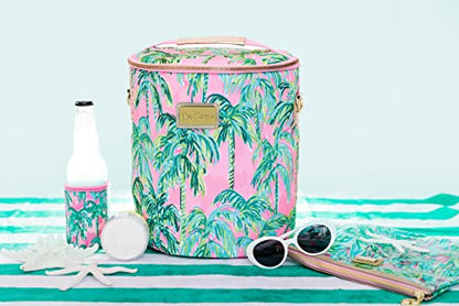 Lilly Pulitzer Water Resistant Vinyl Beach Day Pouch, Zipper Bag Includes Drink Hugger, Small Pouch, and Towel Clips - color: Suite Views