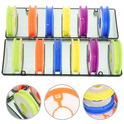 Toddmomy Fishing Line Spool Box Silicone Organizer Portable Reel Storage Holder with 12-spool Capacity for Fishing Line Management