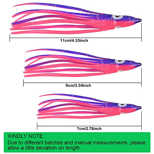 Fishing Squid Skirts Lures Octopus Skirts Trolling Lures Soft Plastic Fishing Tackle Squid Bait for Saltwater Bass Salmon Trout - color: Purple, size: 2.75in - 30pcs