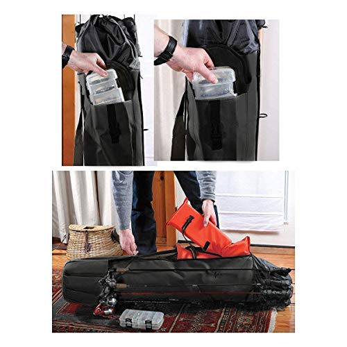 Allnice Durable Canvas Fishing Rod & Reel Organizer Bag Travel Carry Case Bag- Holds 5 Poles & Tackle - color: Black