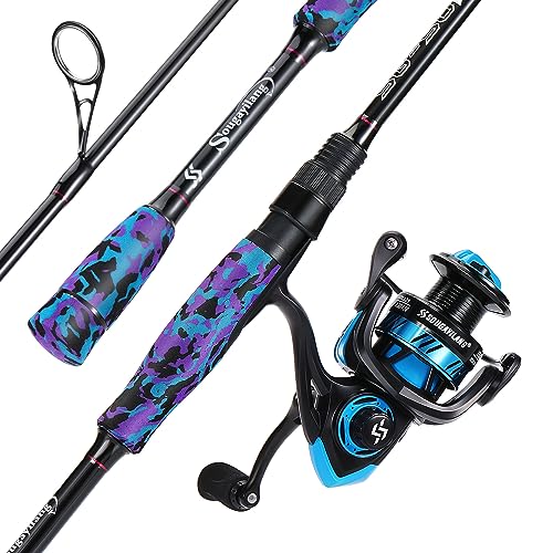 Sougayilang Fishing Rod and Reel Combo, Stainless Steel Guides Fishing Pole with Spinning Reel Combo for Bass Fishing - color: Blue, size: 6'10''-3000