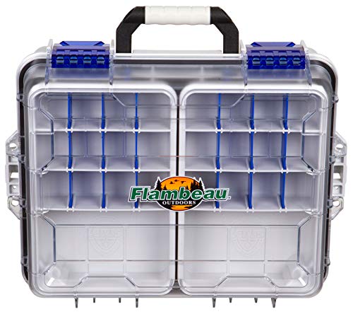 Flambeau Outdoors 3000WPNC Waterproof Satchel 3000, Portable Waterproof Tackle Box with Trays, Gray/Clear - without Bottom Cage - size: 3000 Series, style: Standard