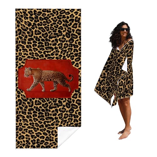 Cheetah Print Beach Towel - Funky Y2K Leopard Prints Large Sand Free Towel 30x60 Inch for Beach Camping Swim Pool Gym Sports & Yoga, Cheetah Print Gifts for Women - color: Btowels03